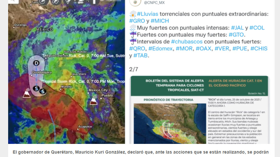 Mapa termográfico del Huracán Rick